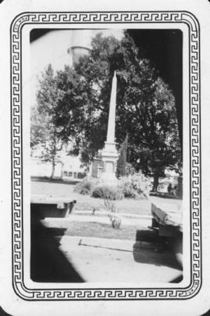 Primary view of object titled '[Jaybird Marker enclosed by shrubbery]'.