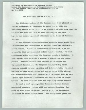 Primary view of object titled 'The Regulatory Act of 1977'.