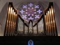 Photograph: [Pipe Organ and Stained-Glass Window]