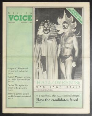 Primary view of object titled 'Dallas Voice (Dallas, Tex.), Vol. 3, No. 27, Ed. 1 Friday, November 7, 1986'.