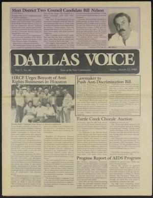 Primary view of object titled 'Dallas Voice (Dallas, Tex.), Vol. 1, No. 46, Ed. 1 Friday, March 22, 1985'.