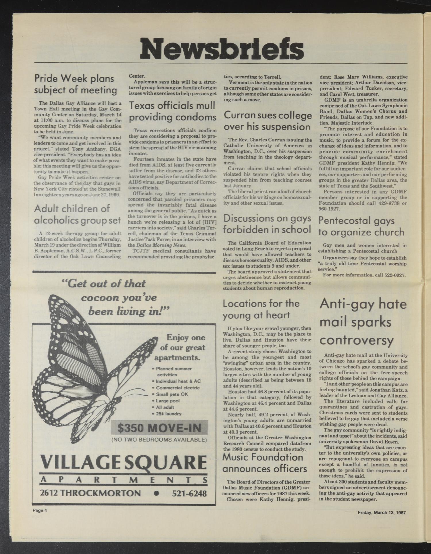Dallas Voice (Dallas, Tex.), Vol. 3, No. 45, Ed. 1 Friday, March 13, 1987
                                                
                                                    [Sequence #]: 4 of 28
                                                