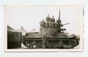 Primary view of object titled '[Photograph of Soldiers on Tank]'.