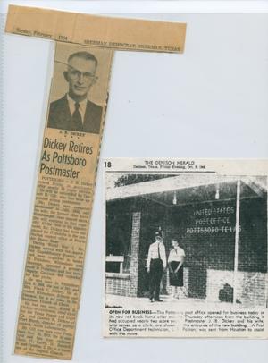 [Newspaper Clippings About Postmaster J. B. Dickey]