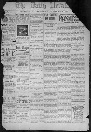 Primary view of object titled 'The Daily Herald (Brownsville, Tex.), Vol. 5, No. 73, Ed. 1, Saturday, September 26, 1896'.