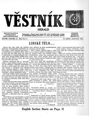 Primary view of object titled 'Věstník (West, Tex.), Vol. 51, No. 3, Ed. 1 Wednesday, January 16, 1963'.