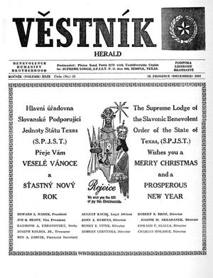 Primary view of object titled 'Věstník (West, Tex.), Vol. 49, No. 51, Ed. 1 Wednesday, December 20, 1961'.