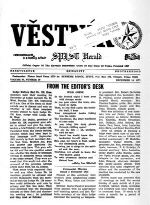Primary view of object titled 'Věstník (West, Tex.), Vol. 65, No. 50, Ed. 1 Wednesday, December 14, 1977'.