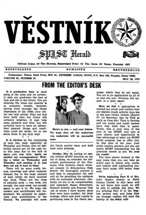 Primary view of object titled 'Věstník (West, Tex.), Vol. 63, No. 22, Ed. 1 Wednesday, May 28, 1975'.