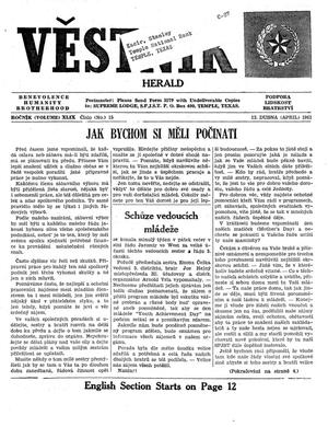 Primary view of object titled 'Věstník (West, Tex.), Vol. 49, No. 15, Ed. 1 Wednesday, April 12, 1961'.
