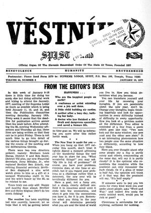 Primary view of object titled 'Věstník (West, Tex.), Vol. 65, No. 3, Ed. 1 Wednesday, January 19, 1977'.