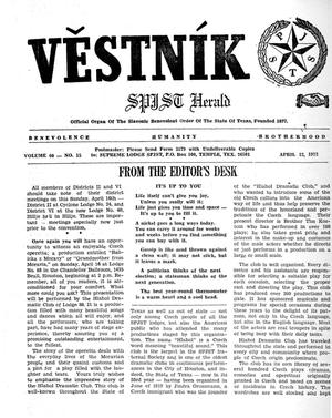 Primary view of object titled 'Věstník (West, Tex.), Vol. 60, No. 15, Ed. 1 Wednesday, April 12, 1972'.