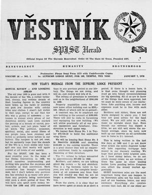 Primary view of object titled 'Věstník (West, Tex.), Vol. 58, No. 1, Ed. 1 Wednesday, January 7, 1970'.