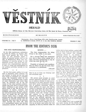 Primary view of object titled 'Věstník (West, Tex.), Vol. 54, No. 9, Ed. 1 Wednesday, March 2, 1966'.