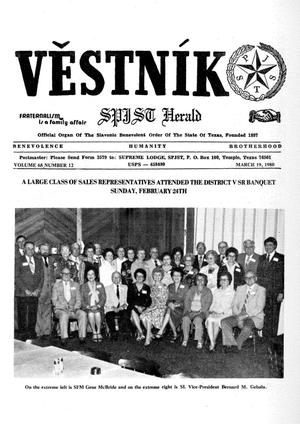 Primary view of object titled 'Věstník (West, Tex.), Vol. 68, No. 12, Ed. 1 Wednesday, March 19, 1980'.