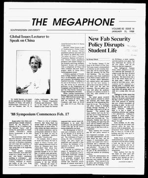 Primary view of object titled 'The Megaphone (Georgetown, Tex.), Vol. 82, No. 14, Ed. 1 Friday, January 15, 1988'.