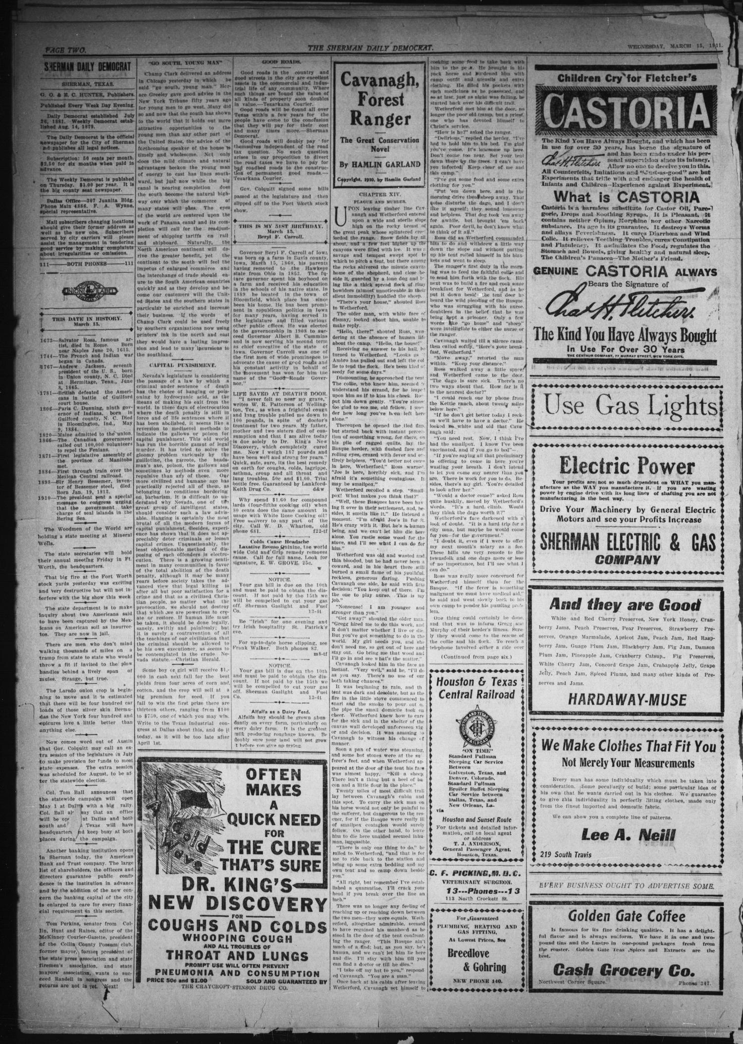 Sherman Daily Democrat. (Sherman, Tex.), Vol. THIRTIETH YEAR, Ed. 1 Wednesday, March 15, 1911
                                                
                                                    [Sequence #]: 2 of 8
                                                