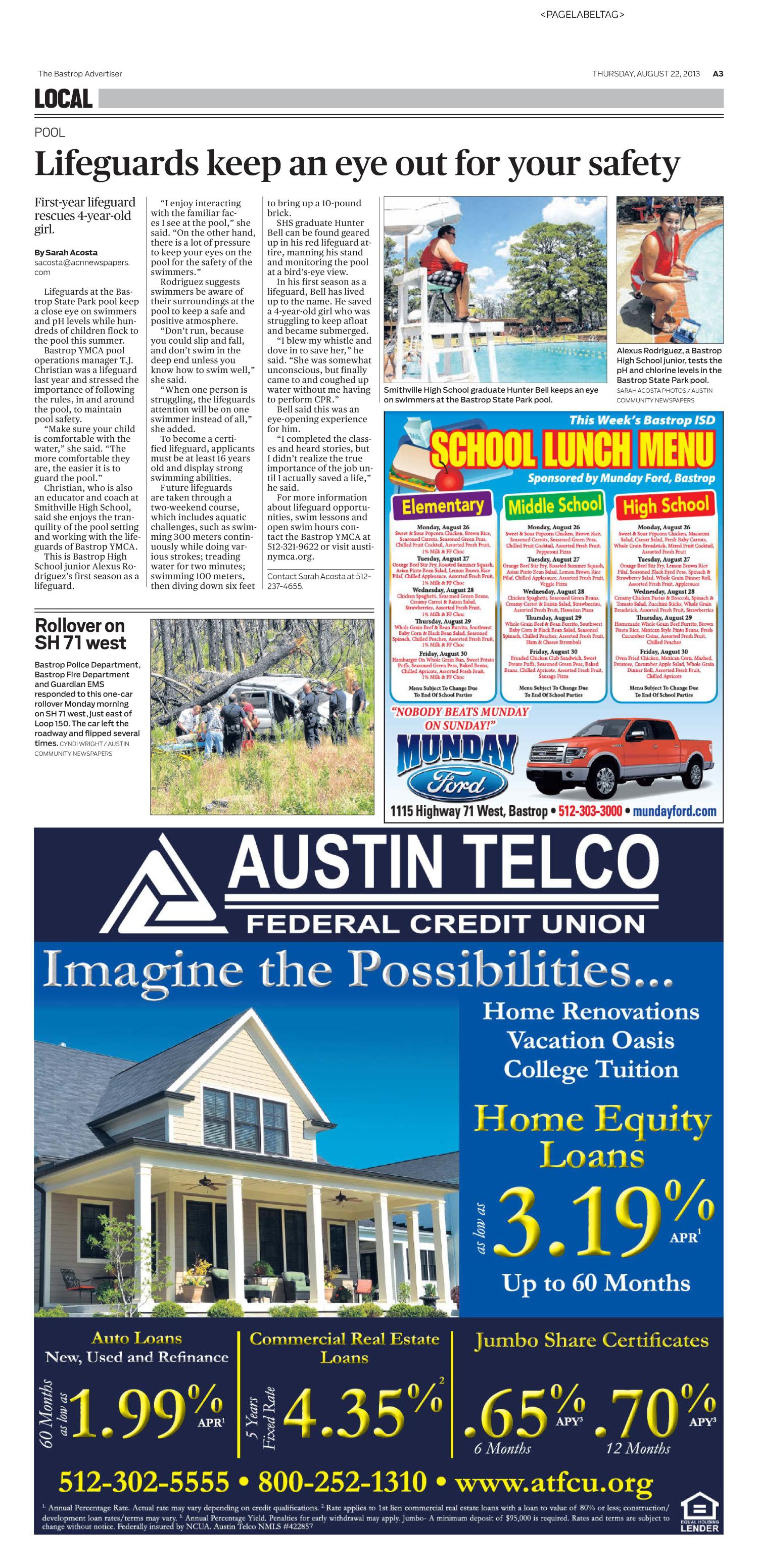 The Bastrop Advertiser (Bastrop, Tex.), Vol. 160, No. 58, Ed. 1 Thursday, August 22, 2013
                                                
                                                    [Sequence #]: 3 of 14
                                                