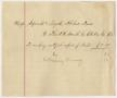 Primary view of [Note from Spoonts & Legett to Thaddeus W. Smith]
