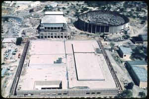 Primary view of object titled 'Aerial view of the HemisFair construction site'.