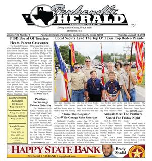 Primary view of object titled 'Panhandle Herald (Panhandle, Tex.), Vol. 126, No. 05, Ed. 1 Thursday, August 15, 2013'.