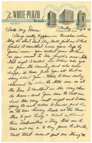 Primary view of object titled '[Letter by Waneta Sutherlin Bowman to her family - August 18, 1944]'.