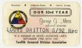Text: [Twelfth Armored Division Association Membership Card]