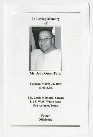 Primary view of object titled '[Funeral Program for John Oscar Patin, March 31, 2009]'.
