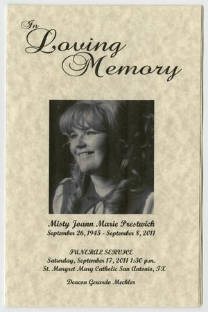 Primary view of object titled '[Funeral Program for Misty Joann Marie Prestwich, September 17, 2011]'.