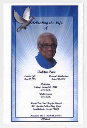 Primary view of object titled '[Funeral Program for Ardelia Price, August 31, 2012]'.