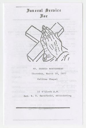 Primary view of object titled '[Funeral Program for Erenzo Montgomery, March 10, 1977]'.