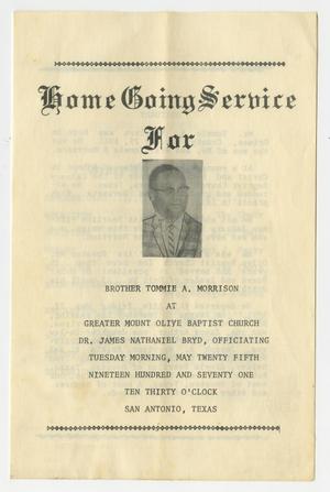 Primary view of object titled '[Funeral Program for Tommie A. Morrison, May 25, 1971]'.