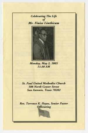 Primary view of object titled '[Funeral Program for Finise Linthicum, May 2, 2005]'.