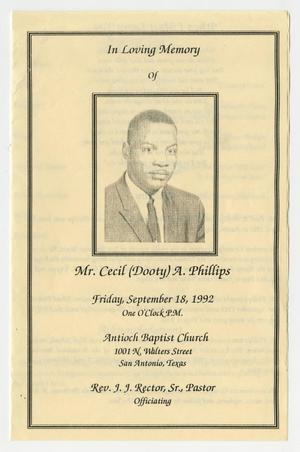 Primary view of object titled '[Funeral Program for Cecil A. Phillips, September 18, 1992]'.