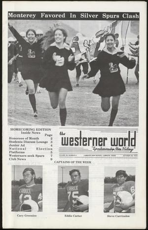 Primary view of object titled 'The Westerner World (Lubbock, Tex.), Vol. 39, No. 5, Ed. 1 Thursday, October 26, 1972'.