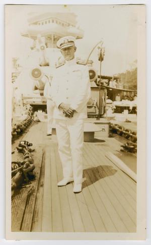 Primary view of object titled '[Photograph of Admiral Wiley on a Ship]'.