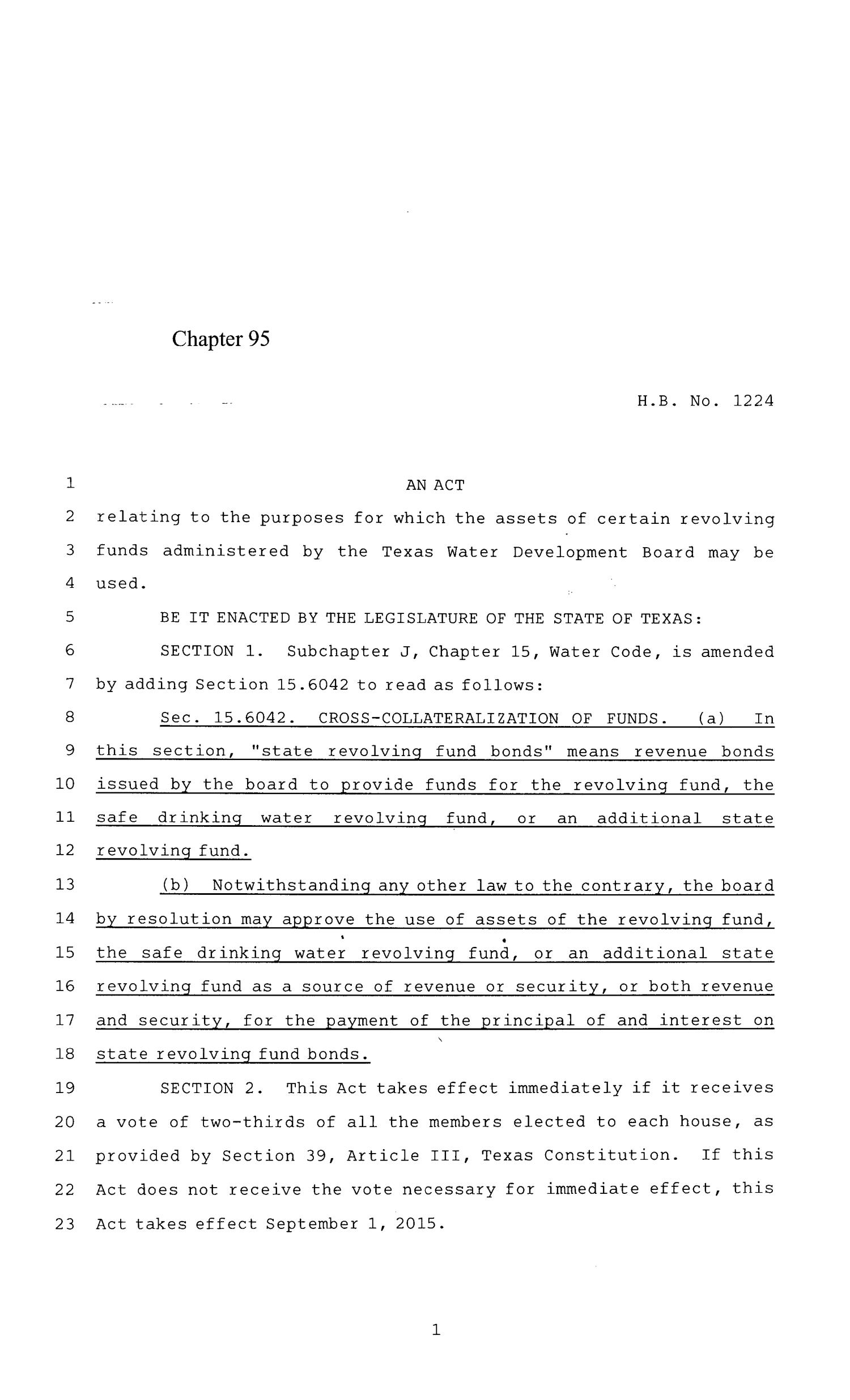 84th Texas Legislature, Regular Session, House Bill 1224, Chapter 95
                                                
                                                    [Sequence #]: 1 of 4
                                                