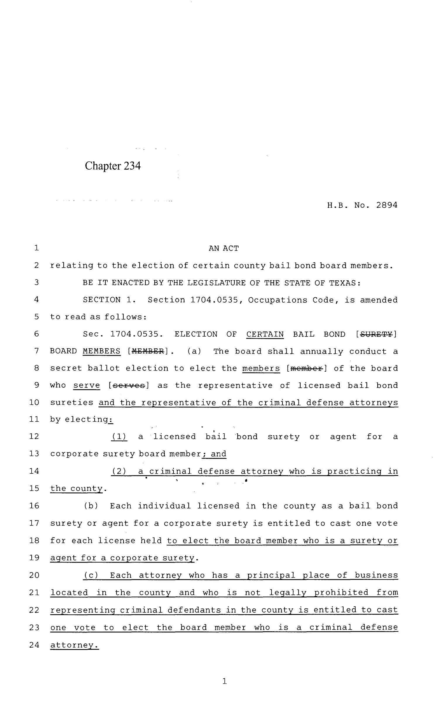 84th Texas Legislature, Regular Session, House Bill 2894, Chapter 234
                                                
                                                    [Sequence #]: 1 of 5
                                                