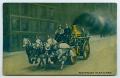 Postcard: [Postcard of Fire Fighters Driving to a Fire]