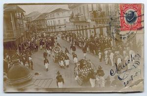Primary view of object titled '[Postcard of a Funeral Parade, Panama]'.