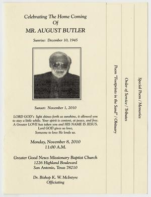 Primary view of object titled '[Funeral Program for August Butler, November 8, 2010]'.