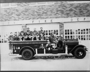Primary view of object titled '[Early Firefighters in 1928]'.