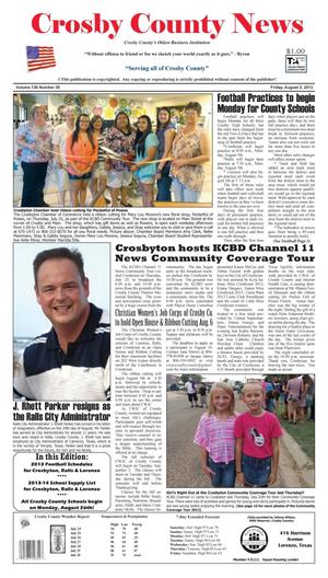Primary view of object titled 'Crosby County News (Ralls, Tex.), Vol. 126, No. 30, Ed. 1 Friday, August 2, 2013'.