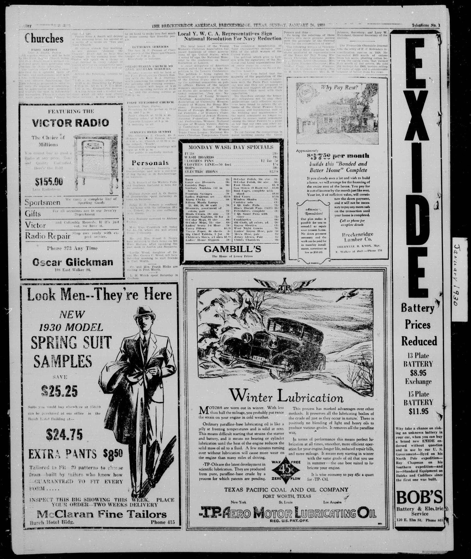 The Breckenridge American (Breckenridge, Tex.), Vol. 10, No. 48, Ed. 1, Sunday, January 26, 1930
                                                
                                                    [Sequence #]: 8 of 12
                                                