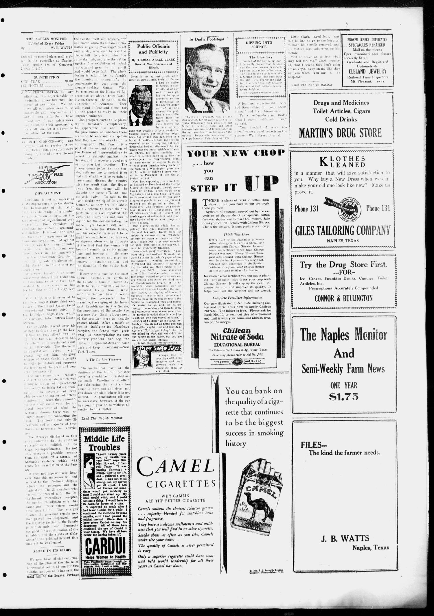 The Naples Monitor. (Naples, Tex.), Vol. 44, No. 10, Ed. 1 Friday, May 24, 1929
                                                
                                                    [Sequence #]: 3 of 4
                                                