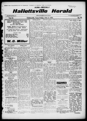 Primary view of object titled 'Semi-weekly Hallettsville Herald (Hallettsville, Tex.), Vol. 54, No. 69, Ed. 1 Friday, February 5, 1926'.