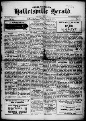 Primary view of object titled 'Semi-weekly Halletsville Herald. (Hallettsville, Tex.), Vol. 52, No. 84, Ed. 1 Friday, March 14, 1924'.