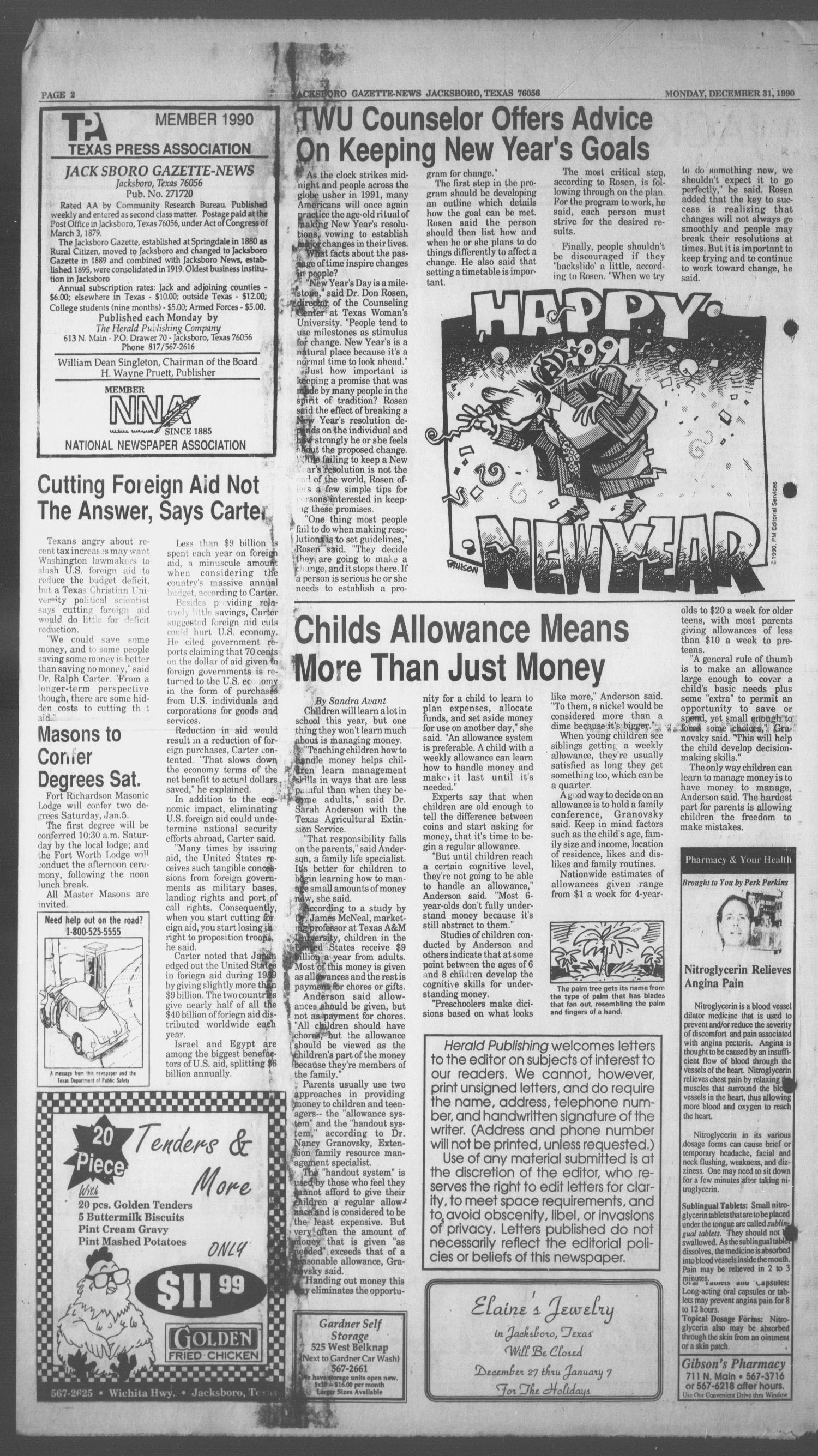 Jacksboro Gazette-News (Jacksboro, Tex.), Vol. 110, No. 35, Ed. 1 Monday, December 31, 1990
                                                
                                                    [Sequence #]: 2 of 8
                                                