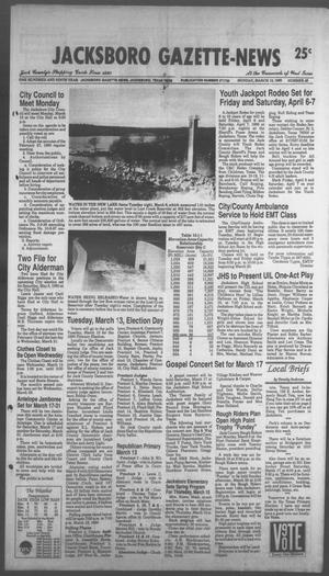 Primary view of object titled 'Jacksboro Gazette-News (Jacksboro, Tex.), Vol. 109, No. 45, Ed. 1 Monday, March 12, 1990'.