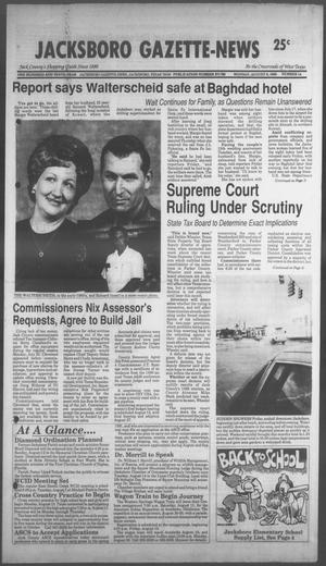 Primary view of object titled 'Jacksboro Gazette-News (Jacksboro, Tex.), Vol. 110, No. 14, Ed. 1 Monday, August 6, 1990'.